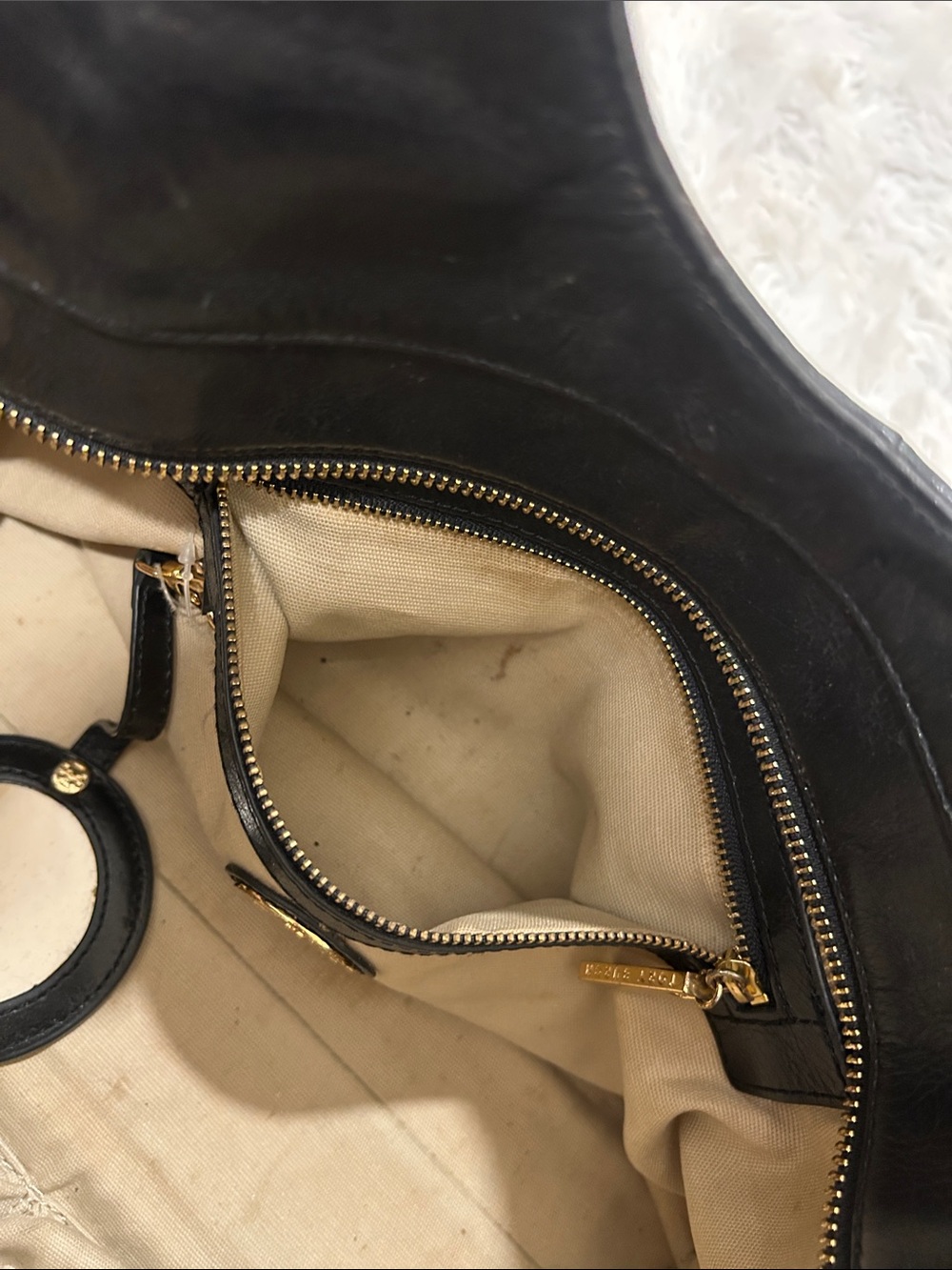 Tory Burch Black Leather Logo Purse with Gold Accents - Picture 11 of 13